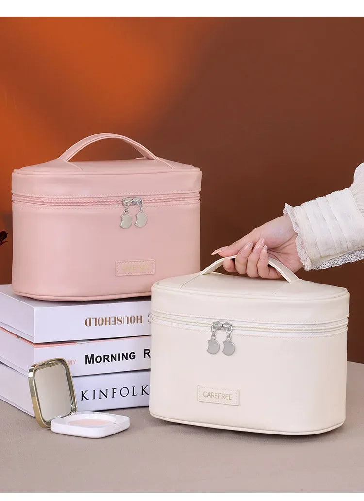 Portable Makeup Brush Organizer Foldable Multi-Pocket Cosmetic Bag for Women, Perfect for Travel, Daily Use & Bathroom Storage