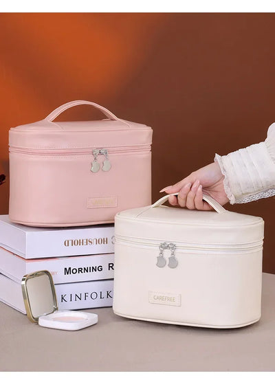 Portable Makeup Brush Organizer Foldable Multi-Pocket Cosmetic Bag for Women, Perfect for Travel, Daily Use & Bathroom Storage