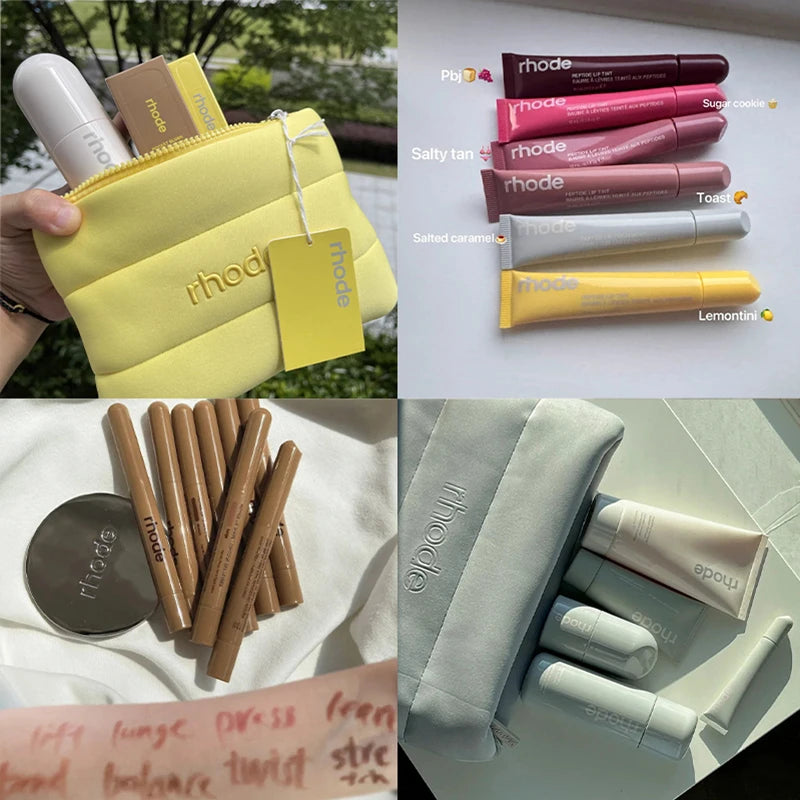 Facial Skincare Glazing Milk Yellow Storage Bag Lemontini Lip Gloss Skin Peptide Lip Shape Pen Lasting Lipstick Make Up Mirror