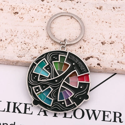 Color Design Colourful Anxiety Relief Badge Color Fidget Wheel Keychain Pendant Relieve Stress Quickly Identify Tonal Jewelry