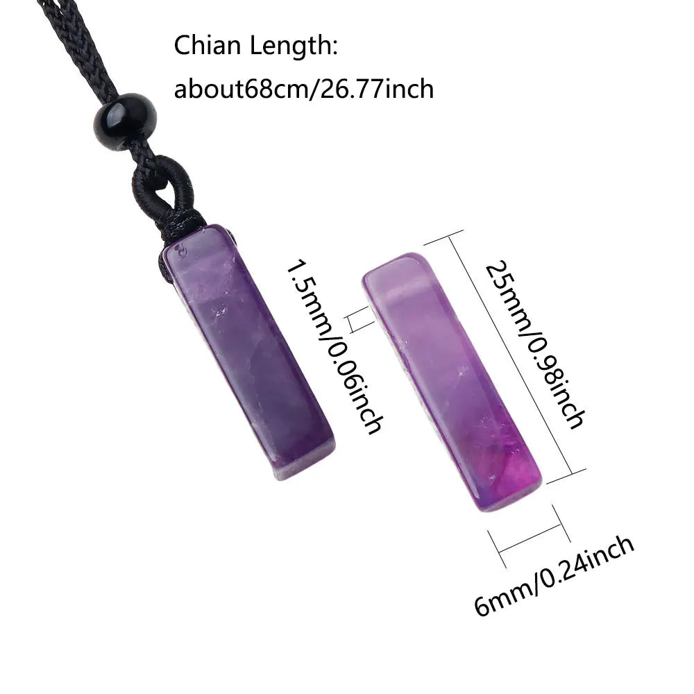 1PC Natural Stone Amethyst Rectangular Pendant Charms DIY Necklace Jewelry Accessories