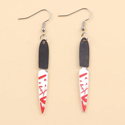Halloween Earrings Funky Spooky Quirky Earrings Bloody Knife Axe Dangle Earrings Creepy Acrylic for Women Girls Jewelry Gifts