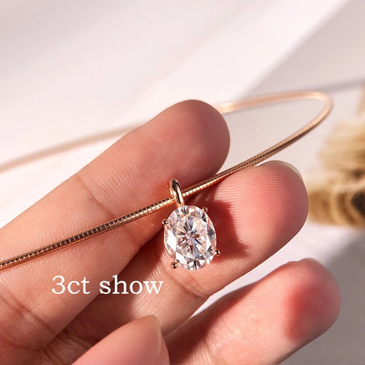 Smyoue 3/4/5CT Oval Cut Moissanite Pendant Necklace for Women Men Lab Diamond Classic Solitaire Chain Real 925 Sterling Silver