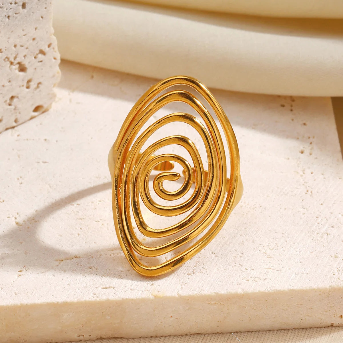 LATS Creaive Stainless Steel Spiral Ring for Women Man Minimalist Irregular Twisted Swirl Rings Fashion Jewelry Unique Gifts