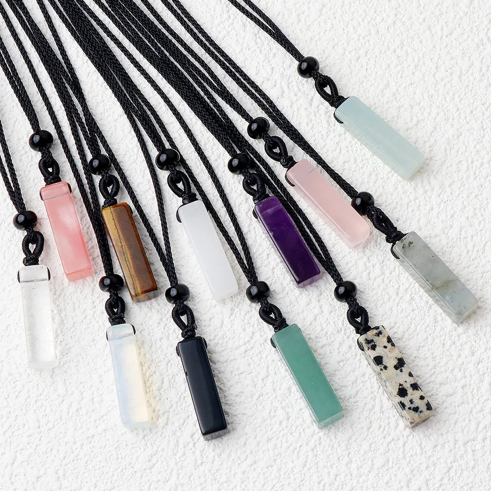 1PC Natural Stone Amethyst Rectangular Pendant Charms DIY Necklace Jewelry Accessories