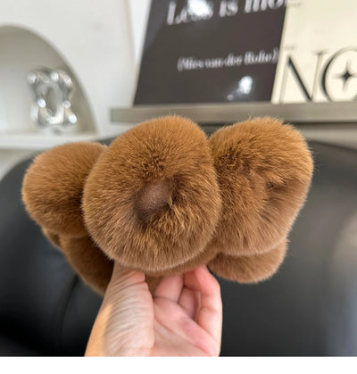 Fashion New Cute Bear Keychain Real Rabbit Fur Bear Doll Pendant Toys Keyring Handbag Charm Ornament Plush Jewelry Gifts