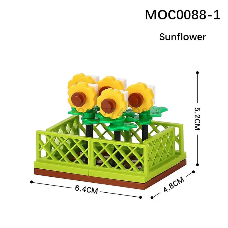 MOOXI City farm MOC Parts Figures Building Blocks Set Plant Tree Leaf Flower Grass Garden Model Friends Bricks Toys For Children