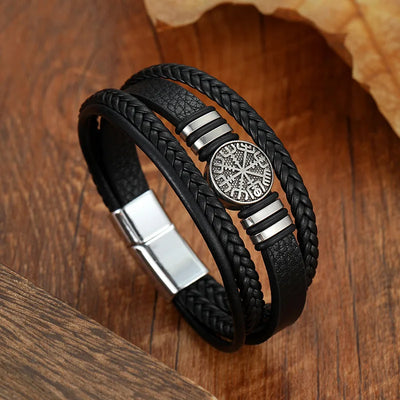 New Retro PU Leather Compass Bracelet Men's Bracelet Viking Jewelry Compass Bracelet Accessories Party Gifts
