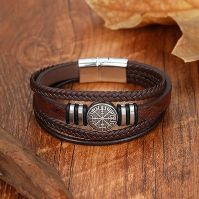 New Retro PU Leather Compass Bracelet Men's Bracelet Viking Jewelry Compass Bracelet Accessories Party Gifts