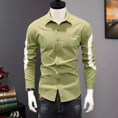 Men's Clothing Korean Fashion Contrast Color Lapel All Match Shirt Spring Autumn Casual Long Sleeve Slim Tops Camisas De Hombre - The world bestselling 