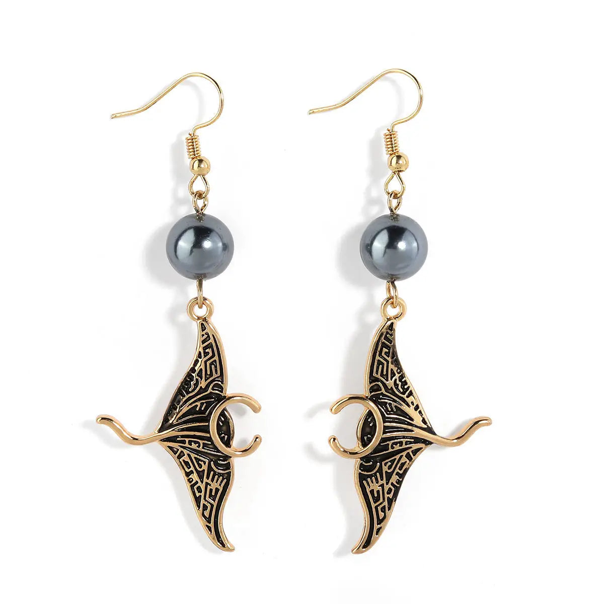Retro Personality Black Oil Drop Devil Fish Earrings Hawaiian Wind Manta Ray Halloween Earrings - The world bestselling 