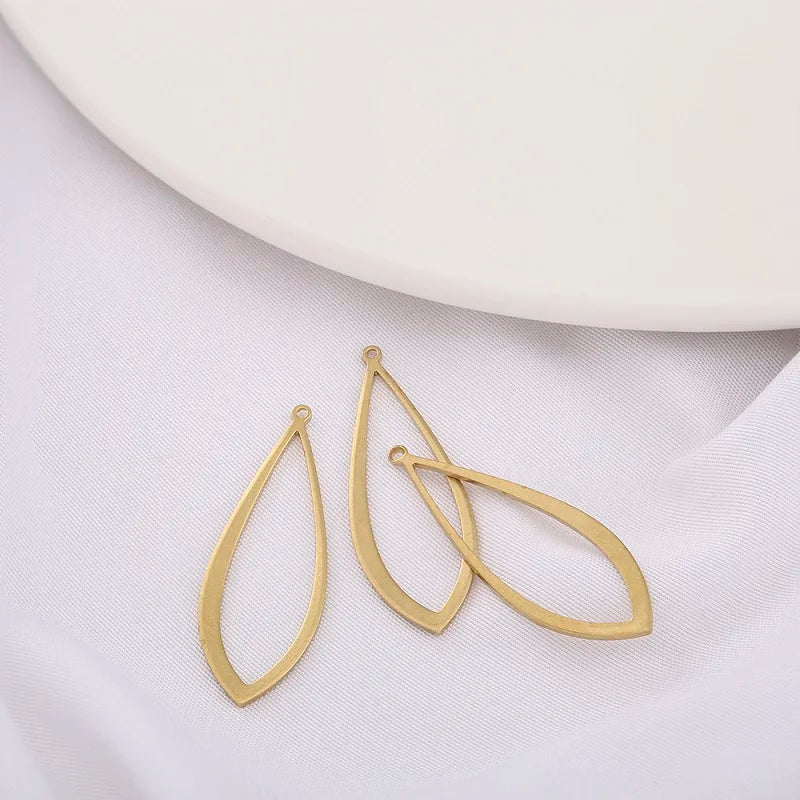 10pcs Brass Oval Hollow Charms Horse Eye Geometric Pendant Connectors For DIY Dangle Drop Earrings Handmade Jewelry Making Craft