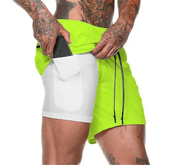 Men Sport Shorts  Sportswear Double-deck Running Shorts 2 In 1 Beach Bottoms Summer Gym Fitness Training Jogging Short Pants Men - The world bestselling 