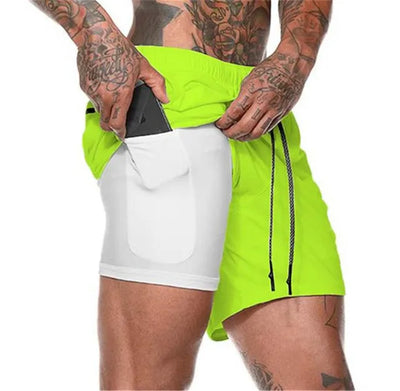 Men Sport Shorts  Sportswear Double-deck Running Shorts 2 In 1 Beach Bottoms Summer Gym Fitness Training Jogging Short Pants Men - The world bestselling 