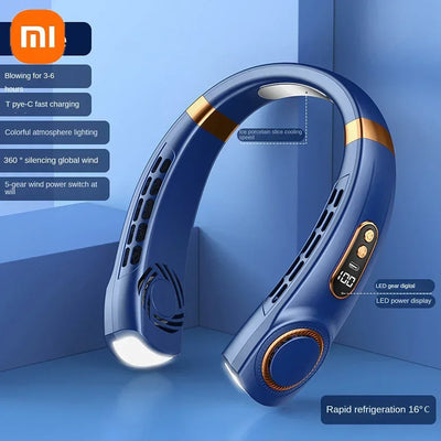 Xiaomi 8000mAh USB Neck Fan Portable Bladeless Mini Rechargeable Silent LED Digital Display Electric Air Cooler