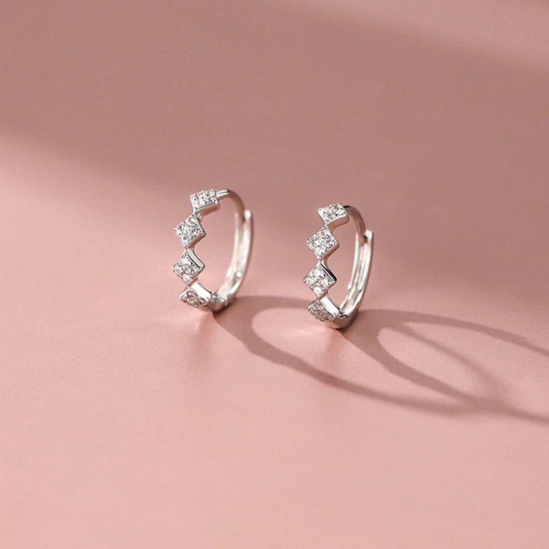 INZATT Real 925 Sterling Silver Zircon Square Hoop Earrings for Women Party Classic Fine Jewelry Geometric 2024 Accessories