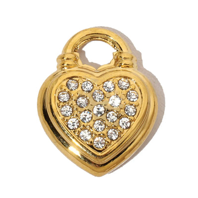 3pcs/Lot French Antique Stone Heart Stainless Steel Bracelet Diy Charms Women Love Necklace Pendant Lock Jewelry