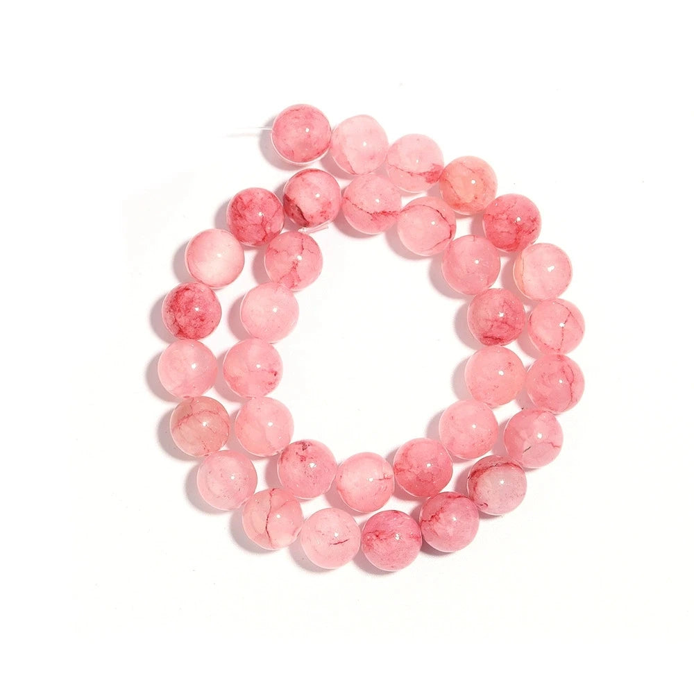 1Strand Natural Persian Jade Stone Pink 4/6/8/10/12mm Loose Spacer Gem Bead for Jewelry Making DIY Bracelet Necklace Accessories