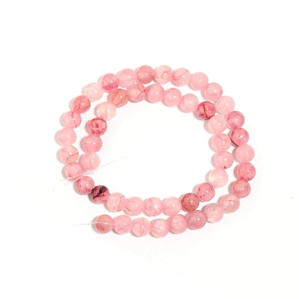 1Strand Natural Persian Jade Stone Pink 4/6/8/10/12mm Loose Spacer Gem Bead for Jewelry Making DIY Bracelet Necklace Accessories