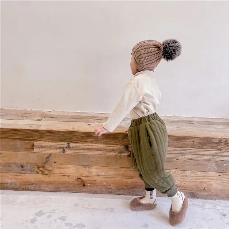 Children's Clothing From 2 To 7 Years Winter Kids Warm Cotton-Padded Trousers Baby Girls Thick Pants Toddler Boys Wear Clothes