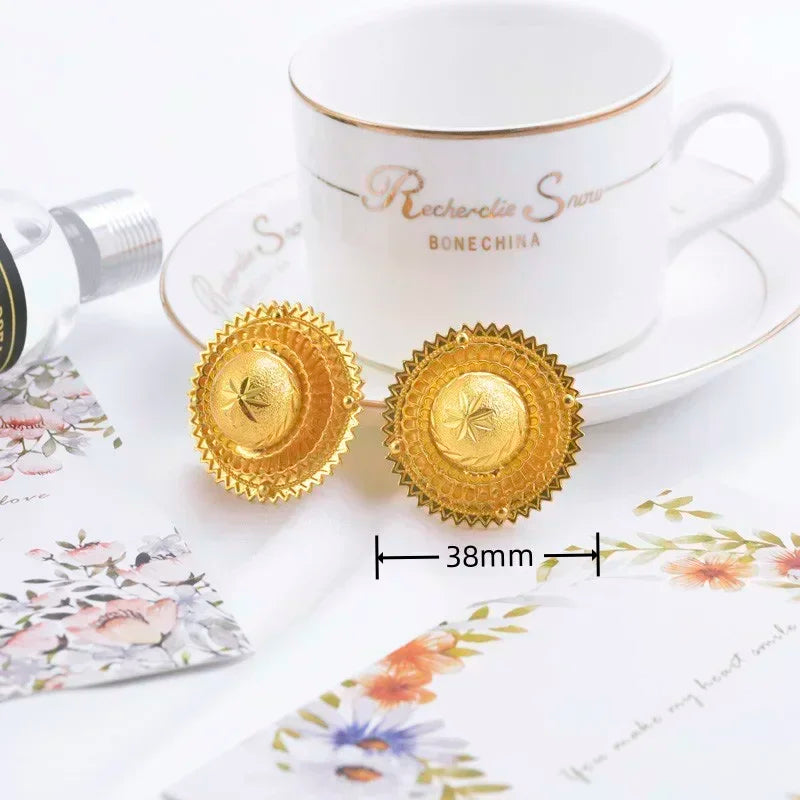 Shamty Hot Ethiopian Bridal Jewelry Sets African Nigeria Sudan Eritrea Kenya Pure Gold Color Habasha Style Wedding Sets D30019