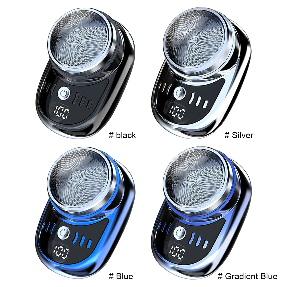 Men Mini Electric Travel Shaver with Digital Display Vehicle Mounted Shaver Pocket Size Painless Cordless Trimmer Car Home Razor