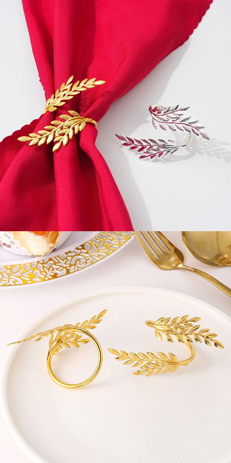 Gold Wheat Napkin Rings Metal Leaf Napkin Holder for Harvest Festival Fall Thanksgiving Dinner Party Table Decoration