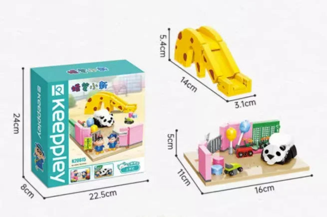 Keeppley Classic Anime Cartoon Crayon Shin-chan Street View Building Blocks House Cat Bus Xiaoxin's Room Bricks Sets  Kids Toys