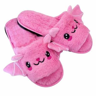 Halloween New Bat Plush Shoes Lightweight Home Fuzzy Slippers Women Men Flip Flops Cartoon Kid Adults Flat Slides for Party - The world bestselling 