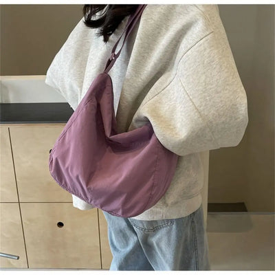 Women Girls Crossbody Shoulder Bags Fashionable Solid Color Nylon Bags Tote Bag Outdoor Travel Ultra-large Capacity Bags