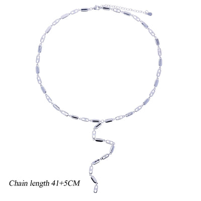 2025 new fashion gold color ladies inlaid zircon Y necklace paper clip necklace shiny jewelry