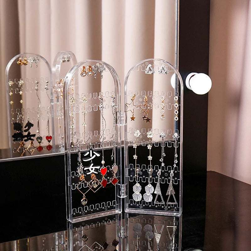Foldable Earring Stud Display Stand Necklace Jewelry Stand Stand Earring Storage Rack Fan Panel Display Storage Box