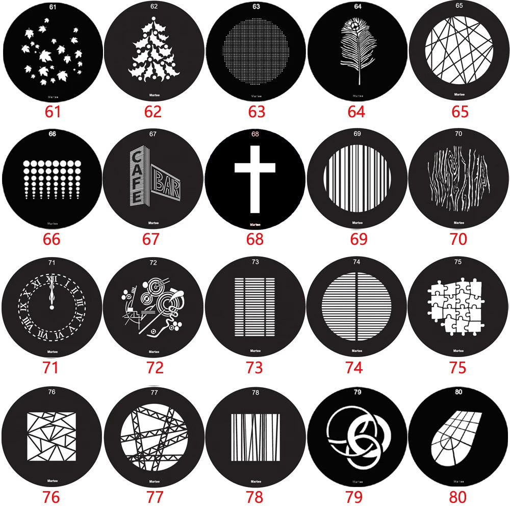 20PCS 86MM 66MM GOBO Bones Bar Heart Moon Skulls Bat Swing Halloween Interior Photo Wedding Portrait Children's Photography SA-P