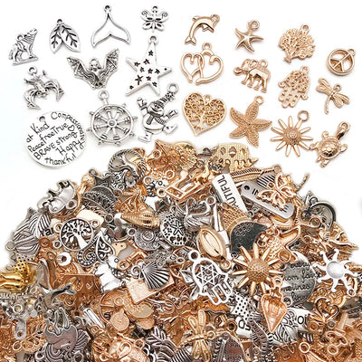 Mixed Tibetan Gold and Silver Alloy Small Pendant Necklace Bracelet Pendant Earrings Handmade DIY Material Jewelry Accessories