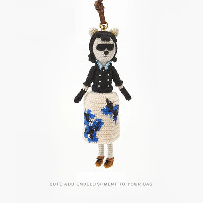 Cute doll bag pendant knitted humanoid bag charm braided keychain car pendant Women's Bag Accessories