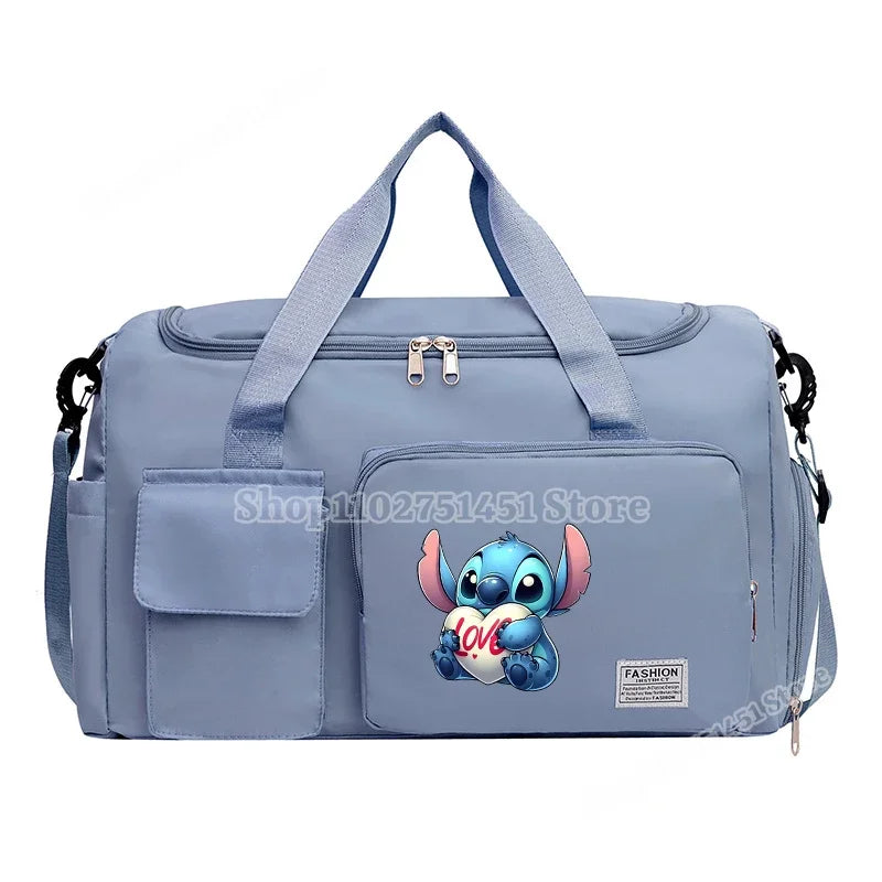 Disney Stitch Carry on Travel Bag Oxford Waterproof Sport Gym Tote Bags Large Capacity Weekender Duffle Luggage Portable Storage