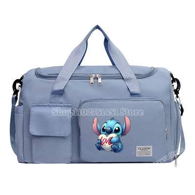 Disney Stitch Carry on Travel Bag Oxford Waterproof Sport Gym Tote Bags Large Capacity Weekender Duffle Luggage Portable Storage