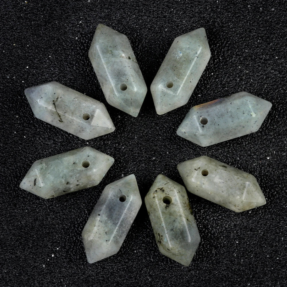 Hexagonal Natural Stone Crystal Tiger Eye Stone Opal Pendant Beads Jewelry Making DIY Necklace Earrings Accessories Gifts