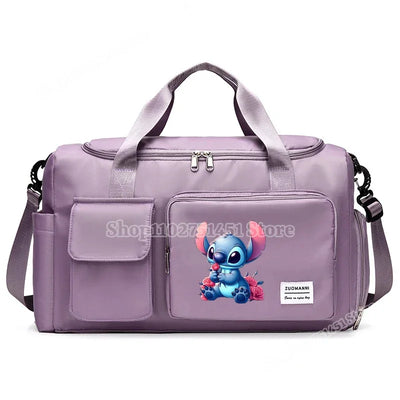 Disney Stitch Carry on Travel Bag Oxford Waterproof Sport Gym Tote Bags Large Capacity Weekender Duffle Luggage Portable Storage