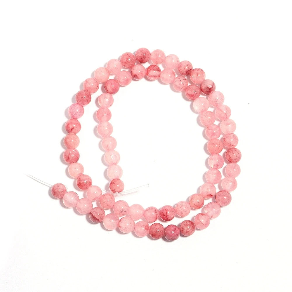 1Strand Natural Persian Jade Stone Pink 4/6/8/10/12mm Loose Spacer Gem Bead for Jewelry Making DIY Bracelet Necklace Accessories