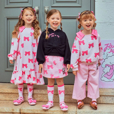 Children's Clothes 2025BE Knitwear Cardigan Skirts Baby Girls Autumn Winter Princess Bow Printed Dress Clothings KIDS AM Korean