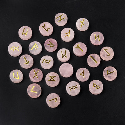 25pcs Birthstone Crystal Stone Beads Set Square Runes Energy Natural Stones Witches Runes Divination Stones Home Decoration