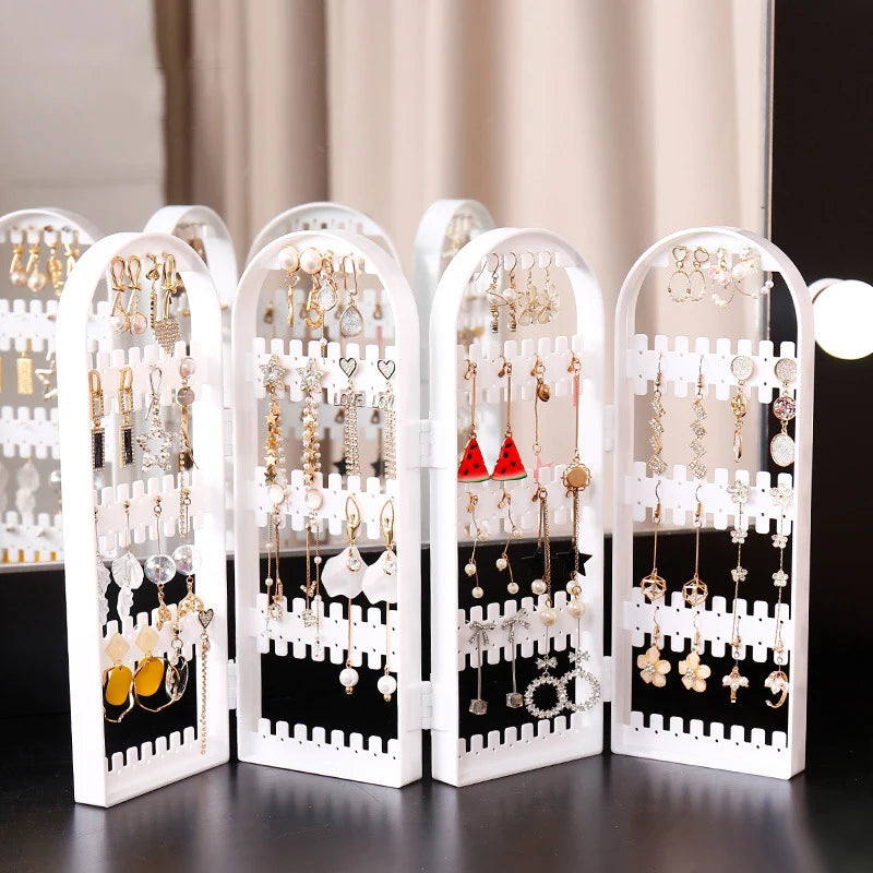 Foldable Earring Stud Display Stand Necklace Jewelry Stand Stand Earring Storage Rack Fan Panel Display Storage Box