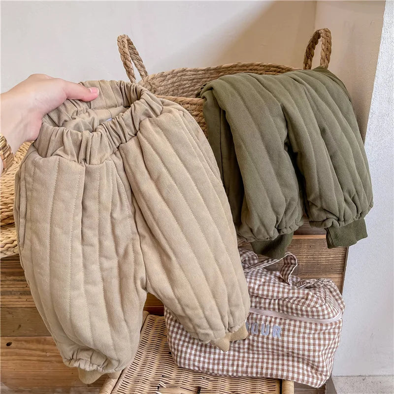 Children's Clothing From 2 To 7 Years Winter Kids Warm Cotton-Padded Trousers Baby Girls Thick Pants Toddler Boys Wear Clothes