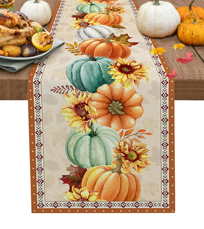 Thanksgiving Autumn Pumpkin Maple Leaf Dining Table Runner Wedding Decor Linen Table Runner Dining Table Christmas Decoration