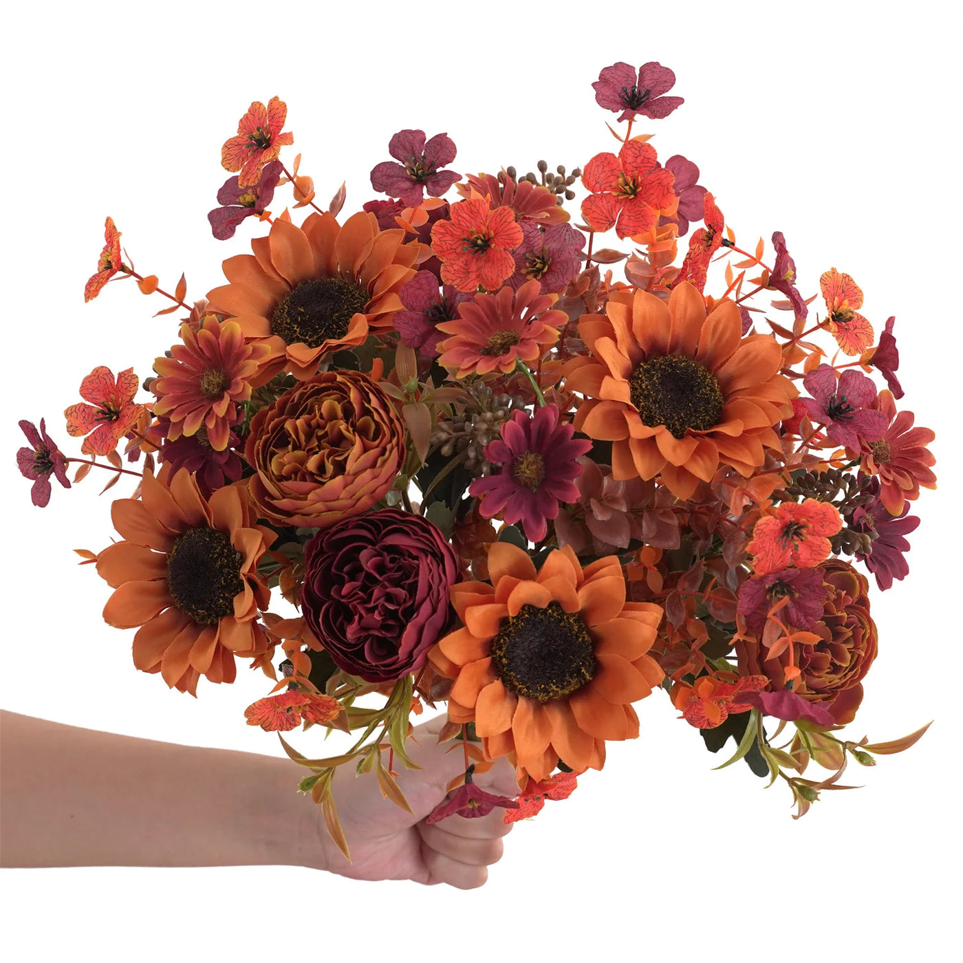 5pcs autumn artificial sunflowers, peonies & daisy. Great for home room wedding  Thanksgiving, Halloween，Indoor，outdoor decor