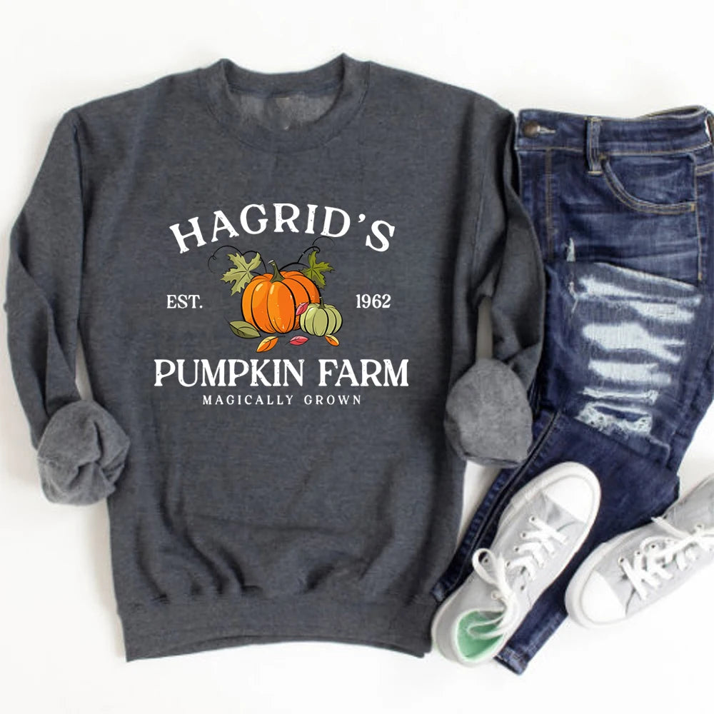 Hagrid's Pumpkin Patch Sweatshirt Fall Halloween Hoodie Thanksgiving Sweater Halloween Shirts Unisex Long Sleeves Sweatshirts