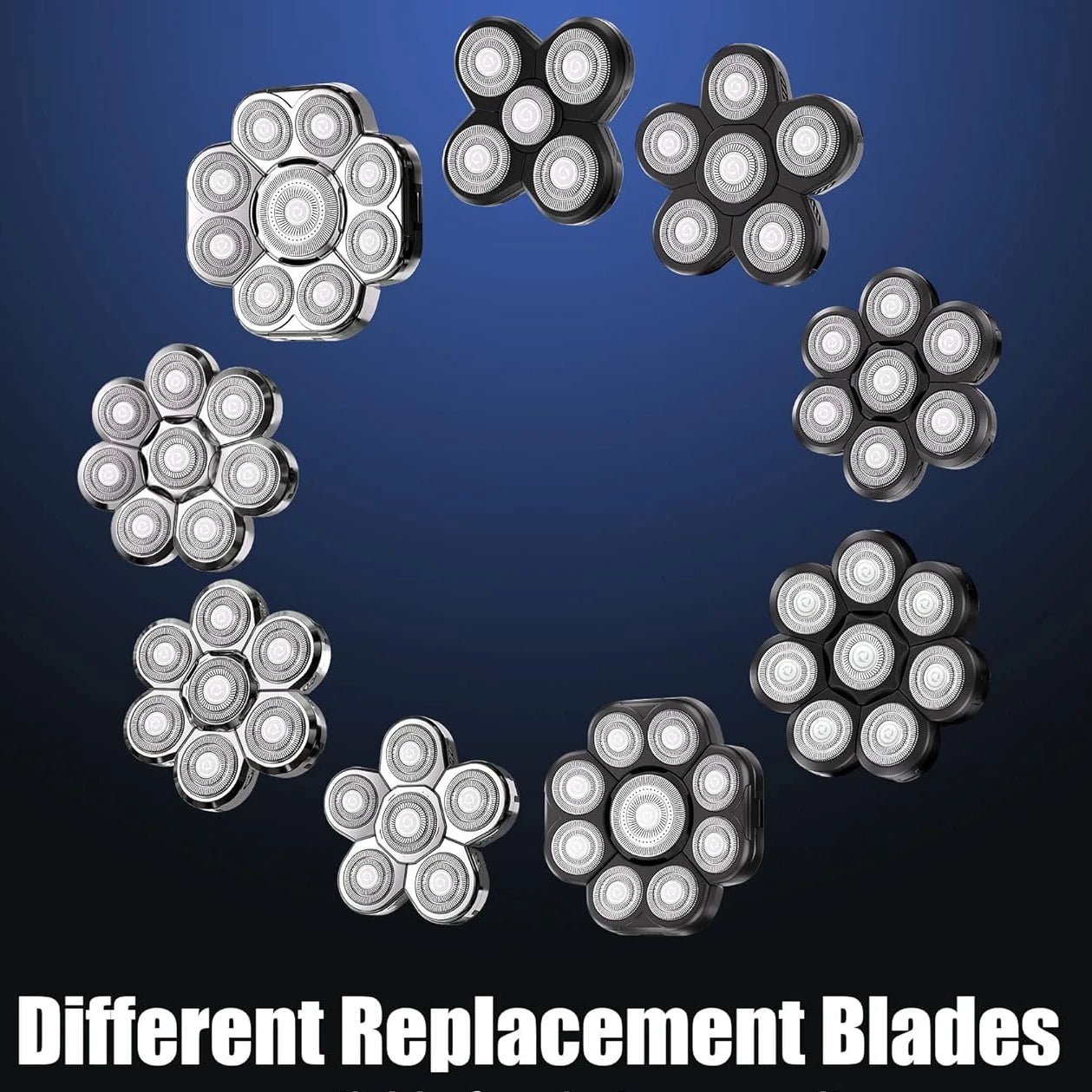Universa 7 Heads Shaver Replacement Head for Head Shaver, and many Brands 8 & 6 & 5 Blades 9D Replacement Shaver