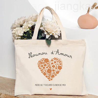 Love You Nanny Thank You for This New Year Print Women Tote Bag Shopping Bags Female Shoulder Bag Travel Handbag Gift for Nounou