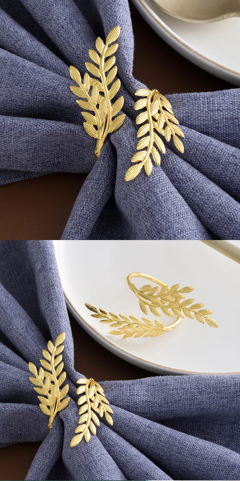 Gold Wheat Napkin Rings Metal Leaf Napkin Holder for Harvest Festival Fall Thanksgiving Dinner Party Table Decoration